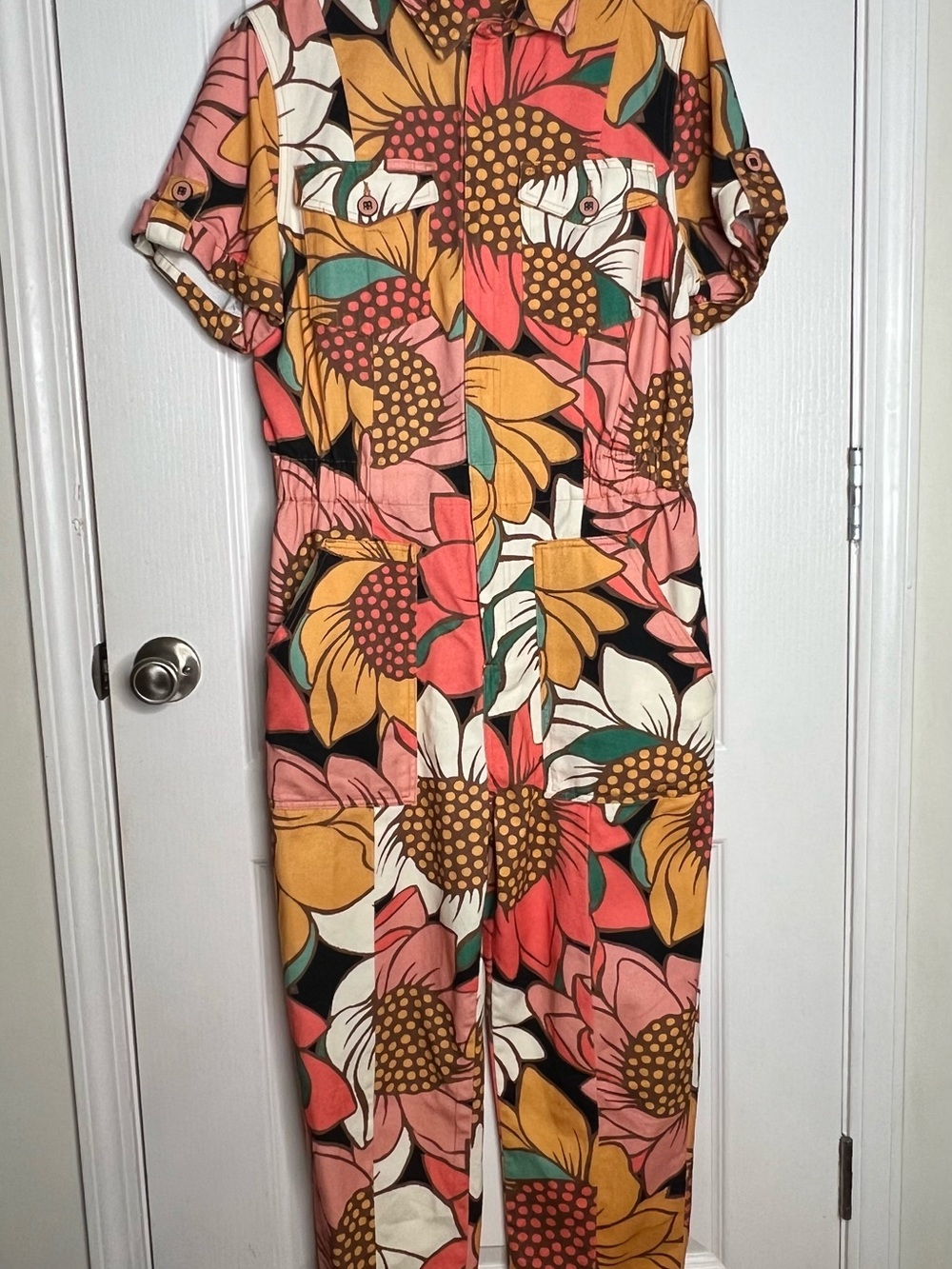 Farm Rio Sun flower Jumpsuit in Coral & Yellow - Picture 8 of 9
